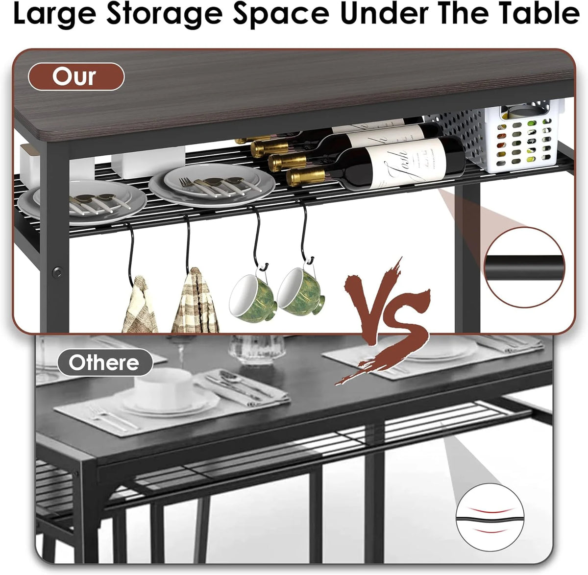 Kitchen Table and 2 Chairs with Bench Brown I8851