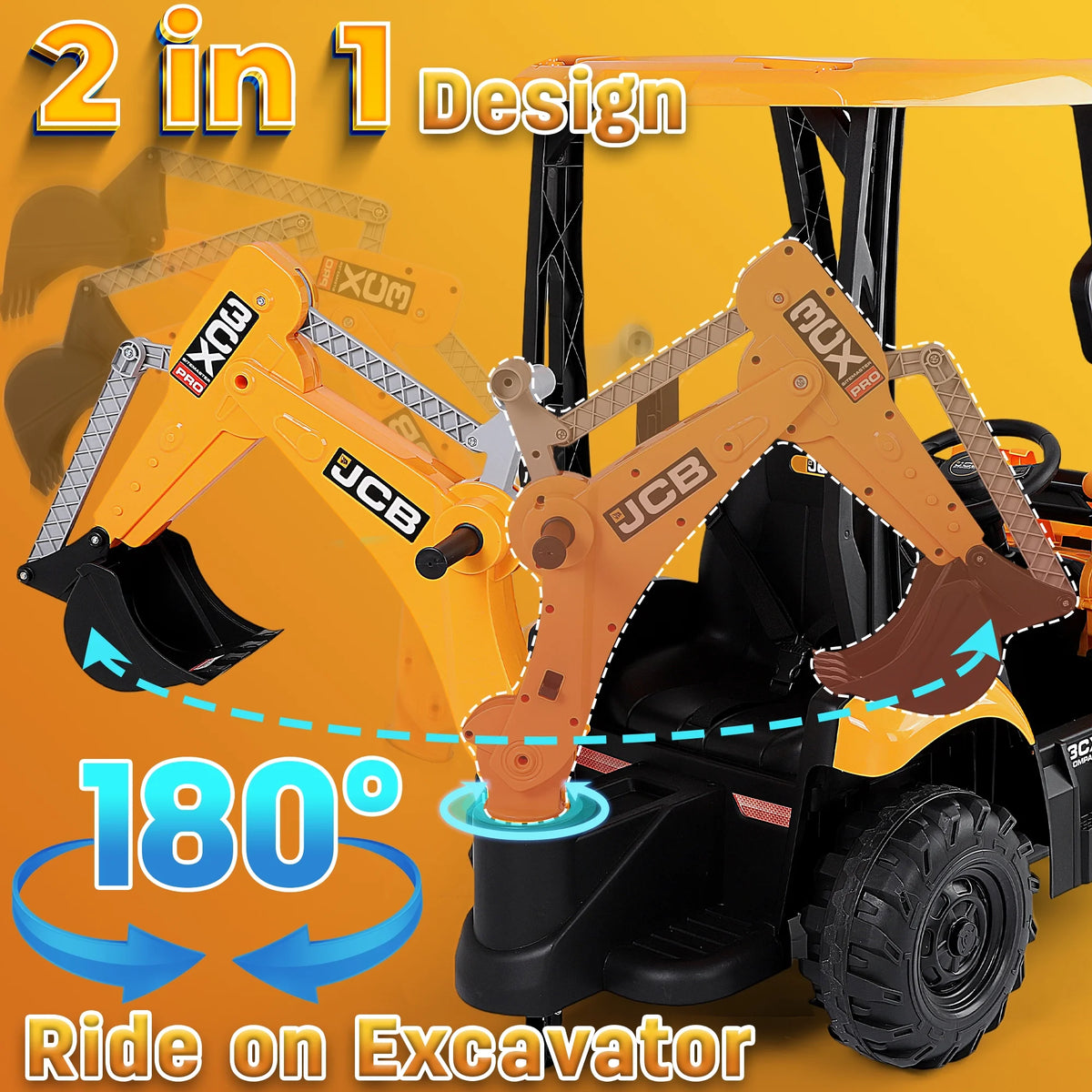 2 in 1 Kids Ride on Car Excavator & Bulldozer I734
