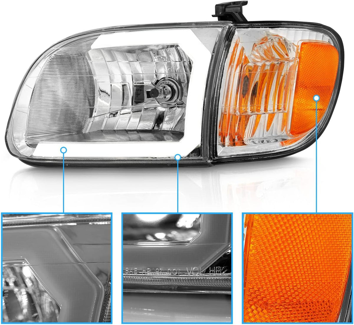 C-Type LED Tube Chrome Headlight Corner Lamp Set G366
