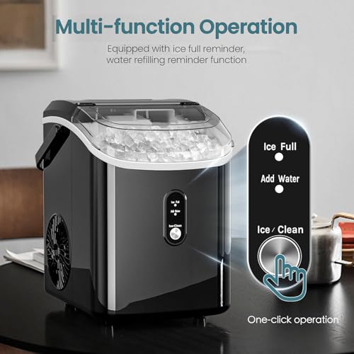 Countertop Ice Maker with Soft Chewable Pellet Ice, 34lbs/24Hrs, Portable Ice Machine with Ice Scoop, Black U9863