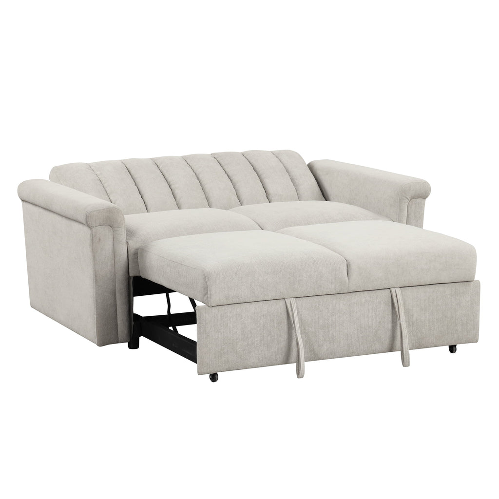61.4" Pull Out Convertible Sleeper Sofa Bed Chenille X653189