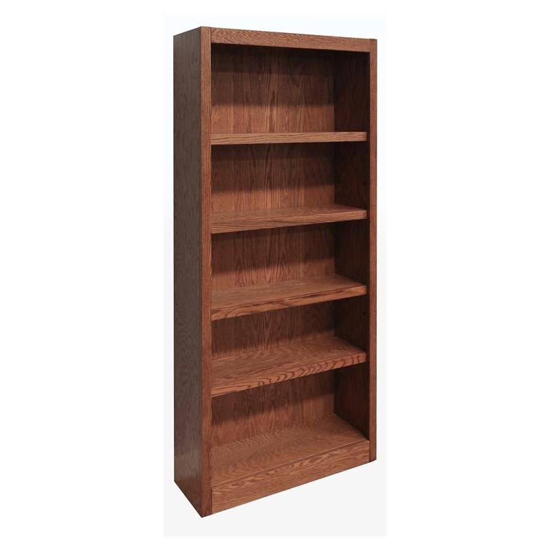 Traditional 5-Shelf Wood Bookcase in Dry Oak M951