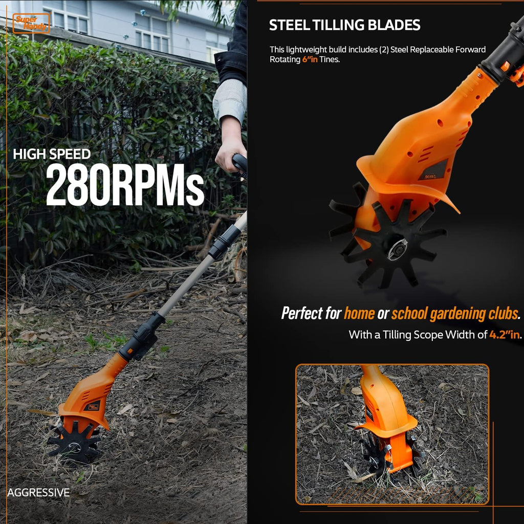 3 in 1 Tiller Weed Wacker Hedge Trimmer Garden Shear Cordless Battery 20V 2Ah Lightweight I8468