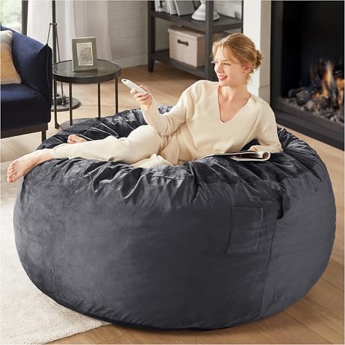 Charcoal Grey 4 FT Machine Washable Mink Bean Bag Chair A596