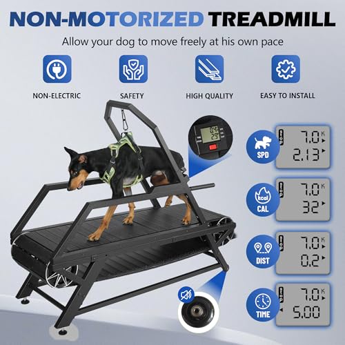 Slatmill for Dogs with Adjustable Resistance, Disc Brake & Pedometer, 300 lbs Heavy Duty G4992