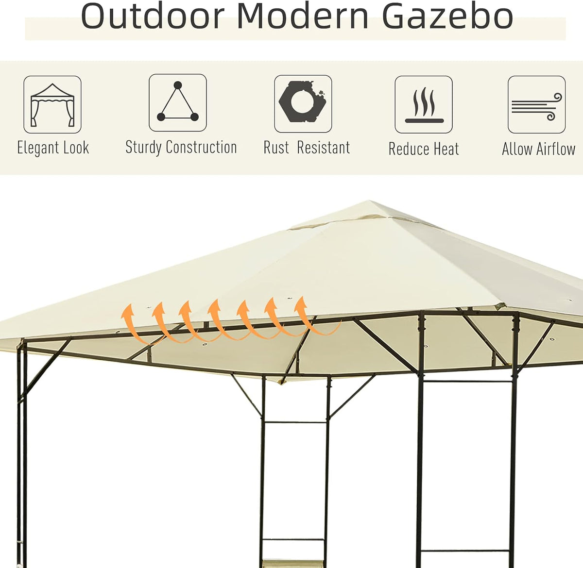 10' x 10' Outdoor Gazebo Canopy with Steel Frame E4032
