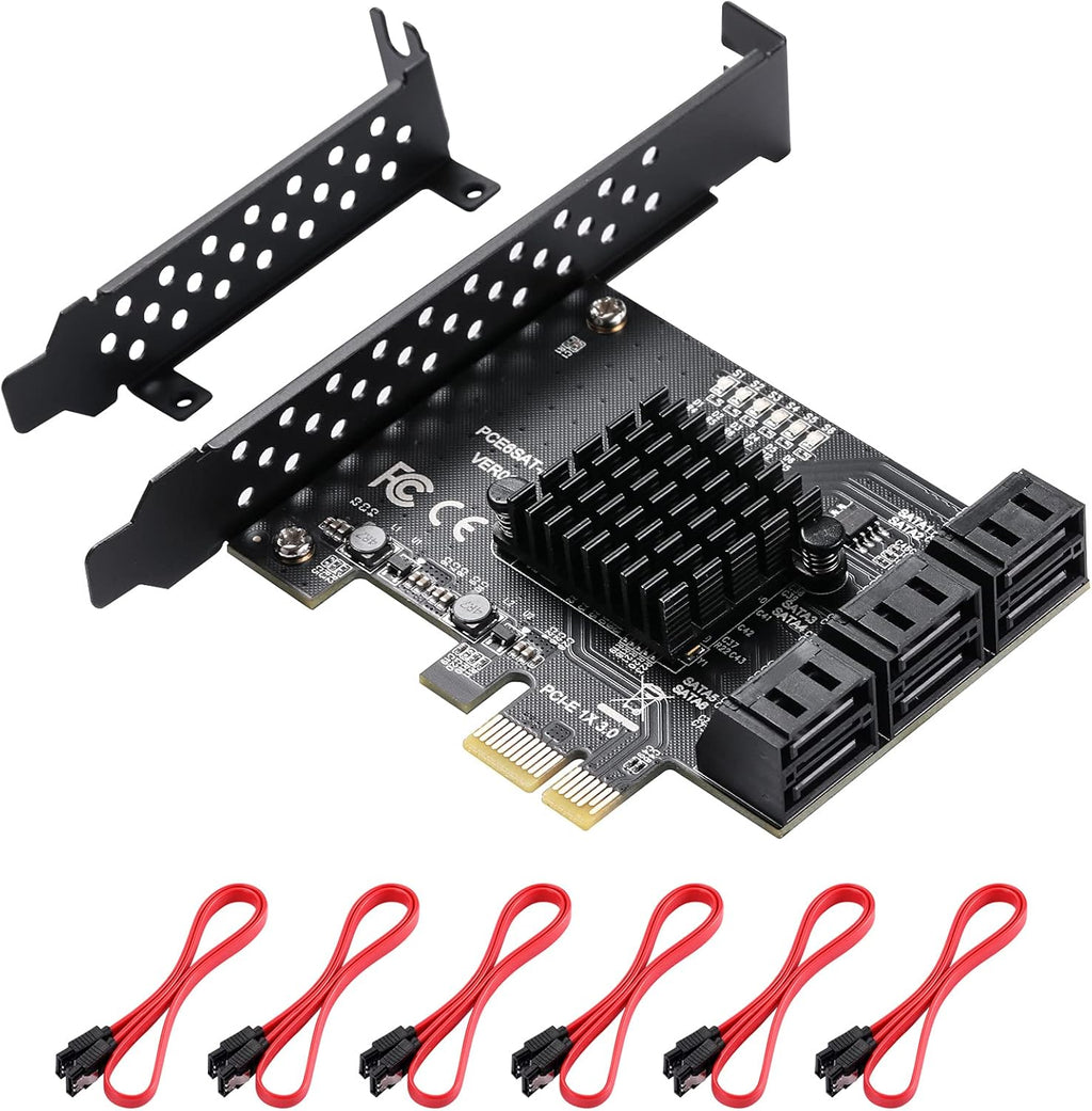 16 Port 4X SATA PCIe Expansion Card with 16 SATA Cables and Bracket O8491