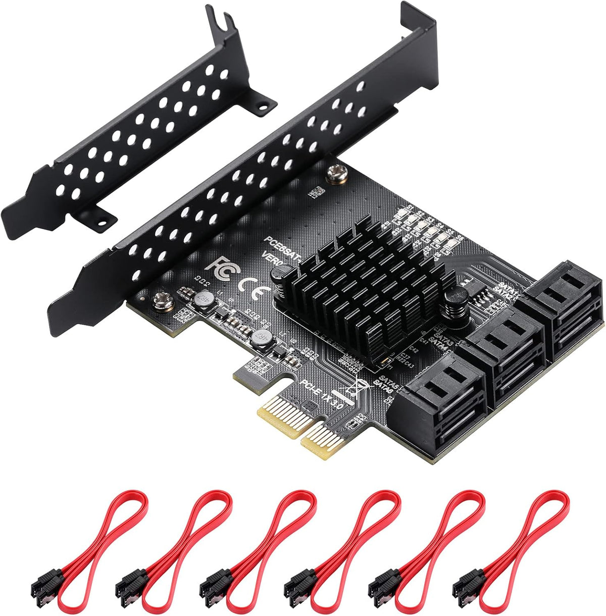 16 Port 4X SATA PCIe Expansion Card with 16 SATA Cables and Bracket O8491