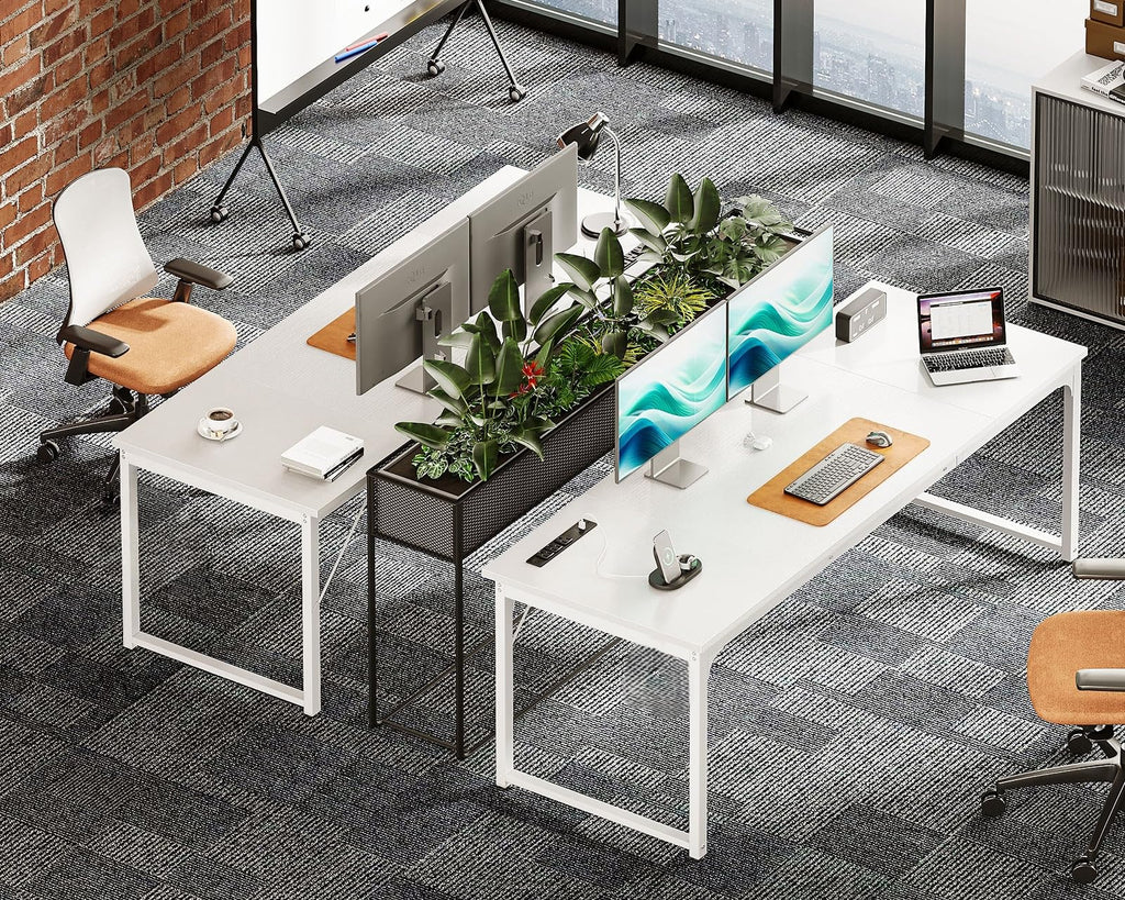 71 Inch White Computer Desk with USB Ports X776