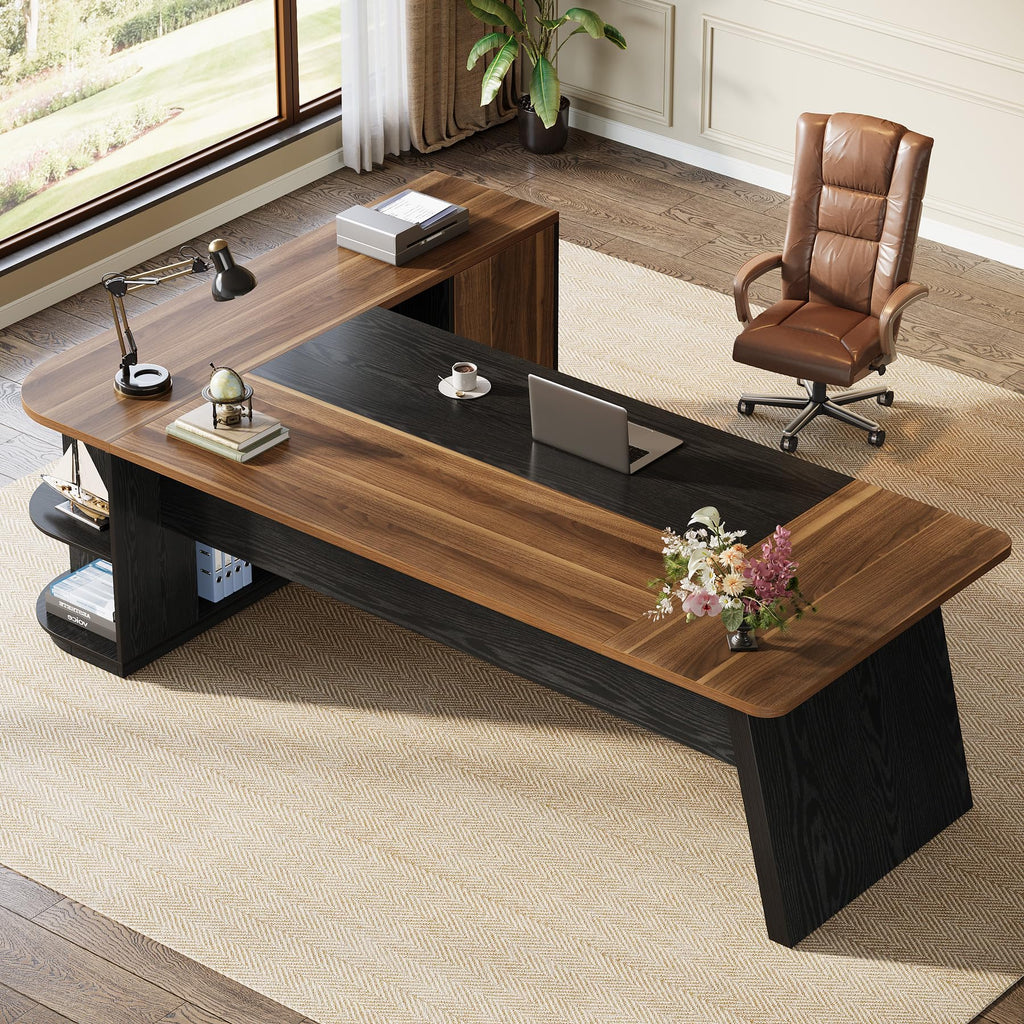 79" L-Shaped Executive Desk with Cabinet W5476