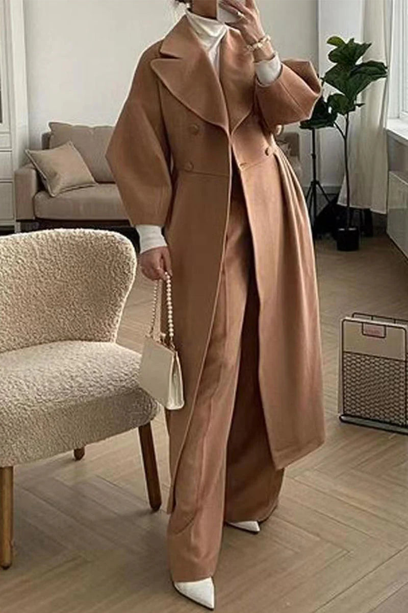 Solid Turndown Collar Outerwear S726