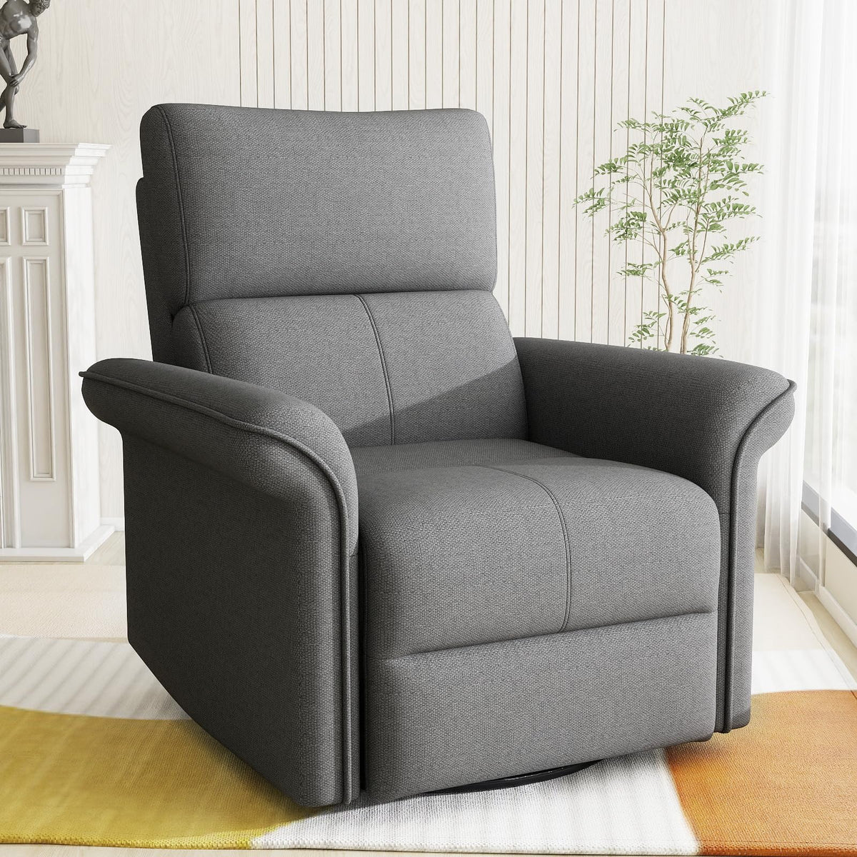 Dark Gray Velvet Power Swivel Rocker Recliner Chair Z101