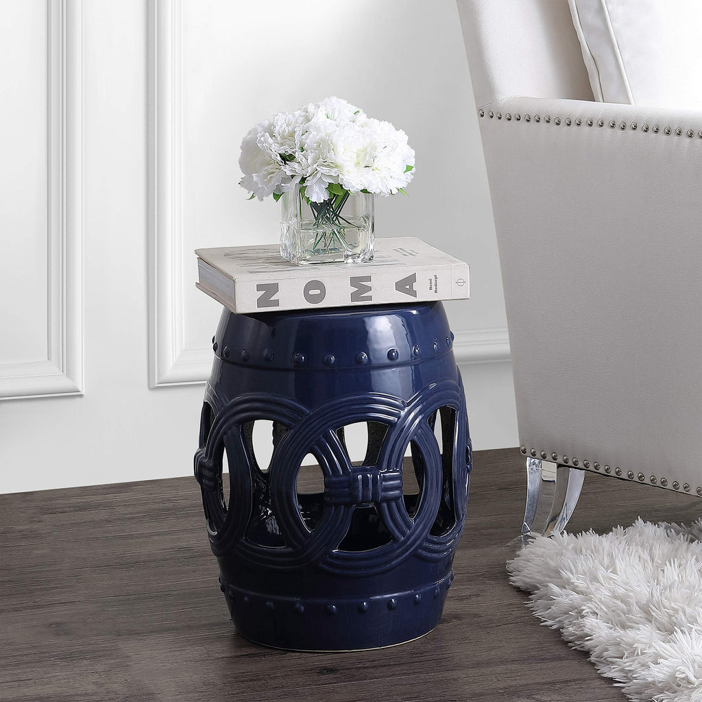 Navy Ceramic Garden Stool Side Table F2159