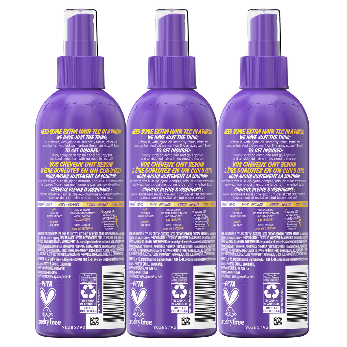 Leave-In Conditioner Spray with Jojoba Oil 8 Fl Oz 3-Pack O826