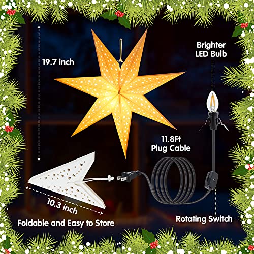 4 Pack 20 Inch Paper Lanterns with LED Star Lights M313273