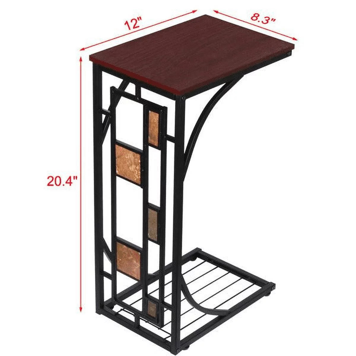 C-Shaped End Table with Geometric Pattern H893407