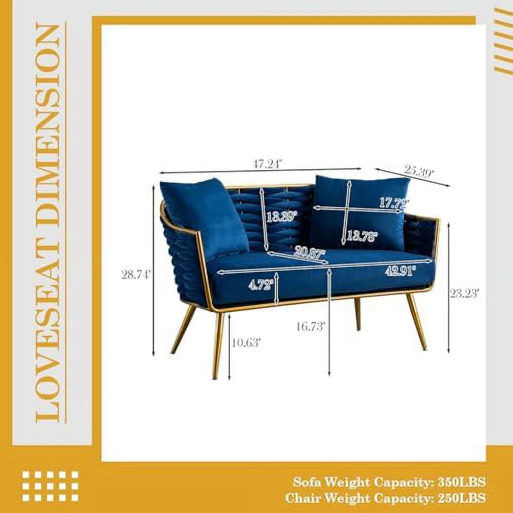 Velvet Accent Sofa Chair with 2 Pillows K480