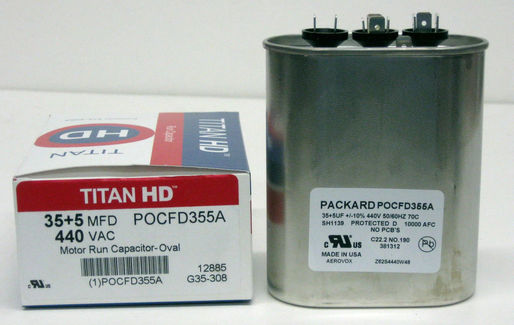 HVAC Oval Motor Run Dual Capacitor 35/5 MFD 440 Volts E7336