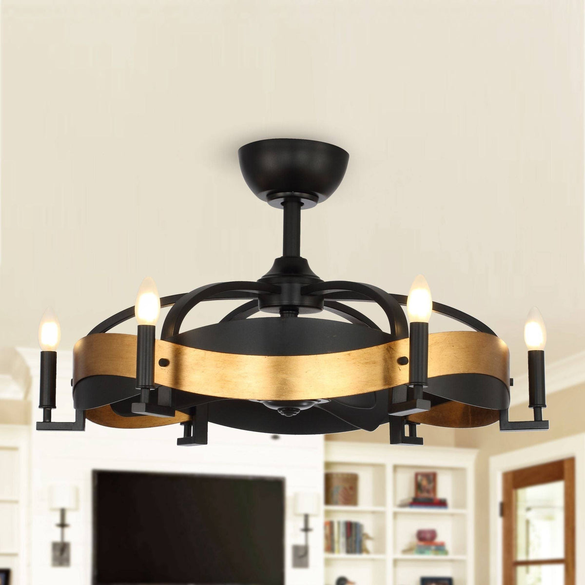 30-Inch Black 3-Blade 6-Light Ceiling Fan with Remote O525189