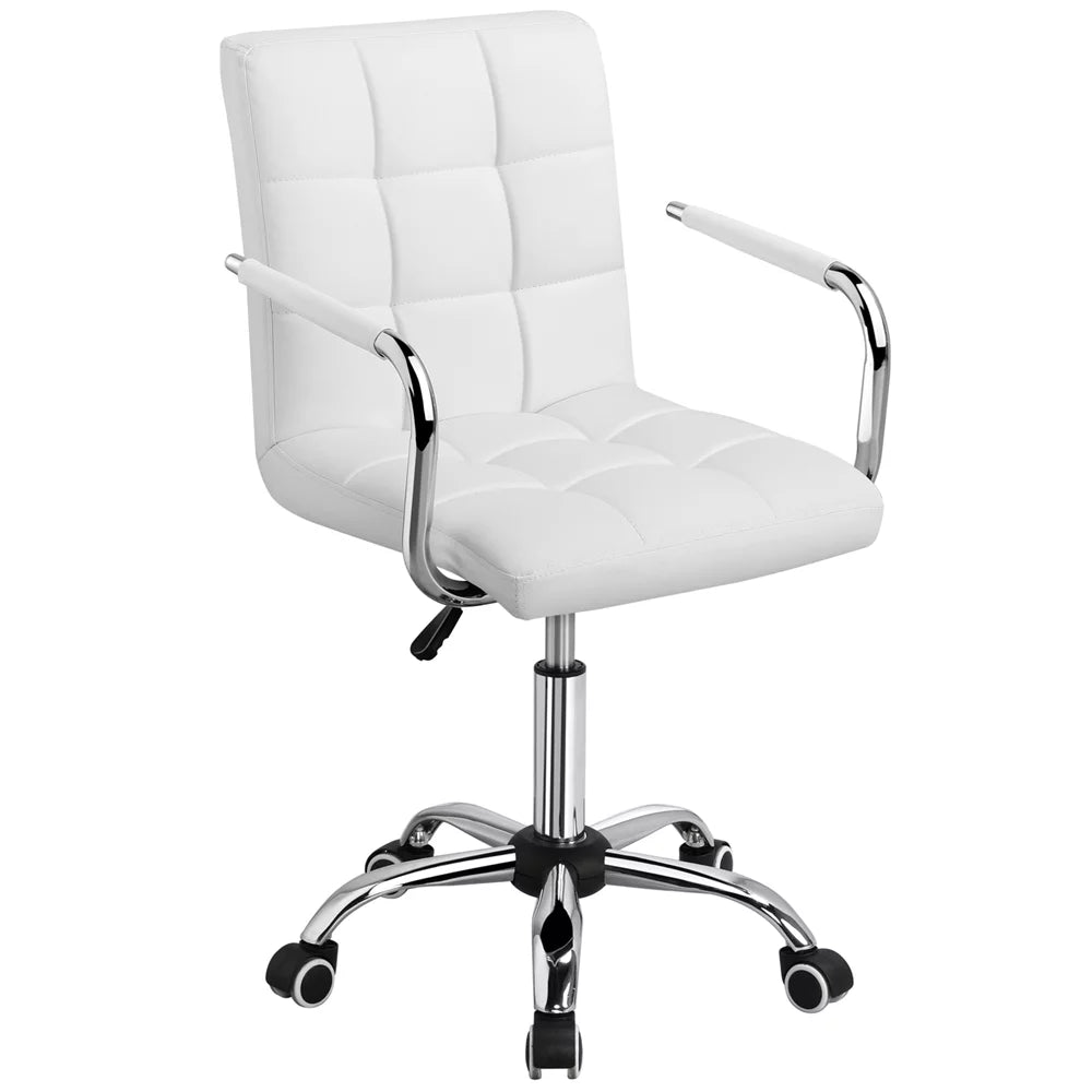 White Height Adjustable Swivel Office Chair with Armrests G561