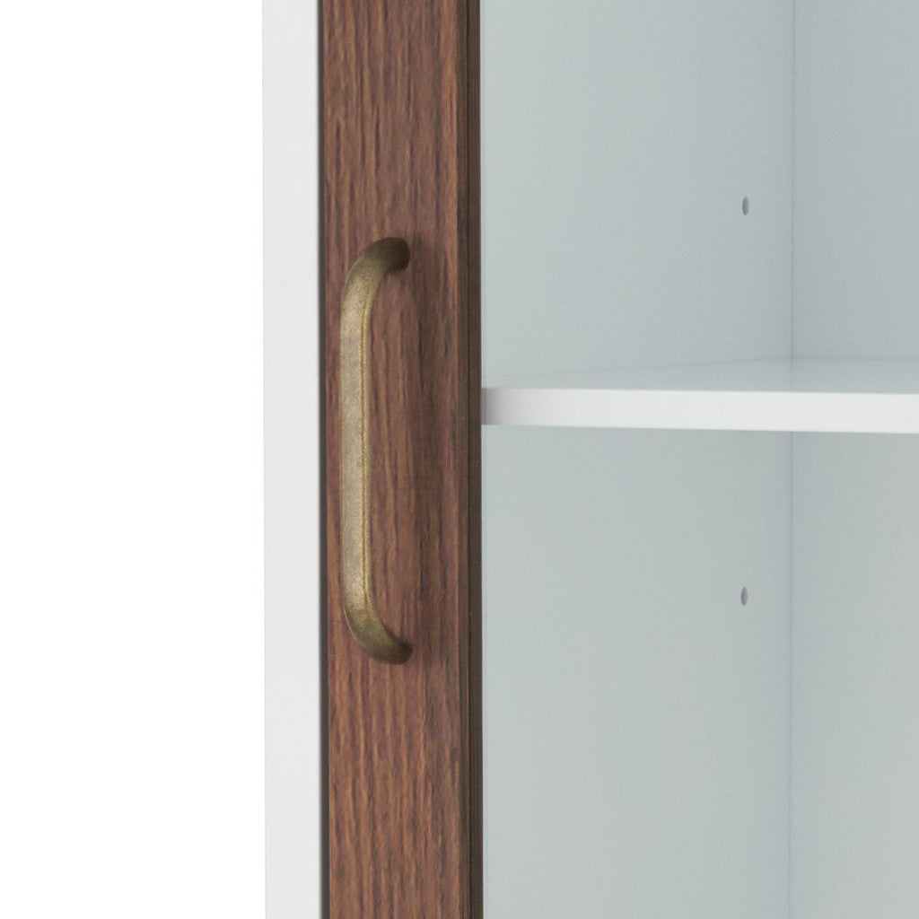 Walnut and White Wooden Linen Tower Cabinet E190909