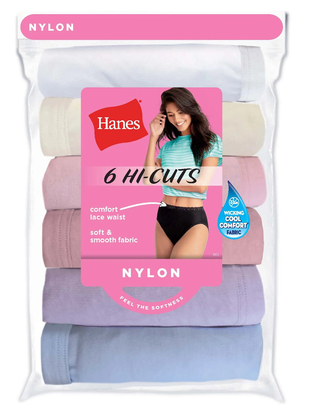 White Nylon Hi-Cut Panties V209102