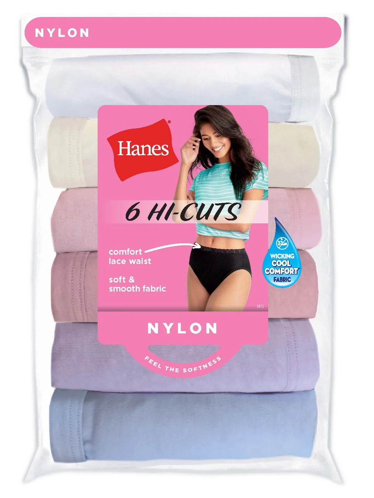 White Nylon Hi-Cut Panties V209102