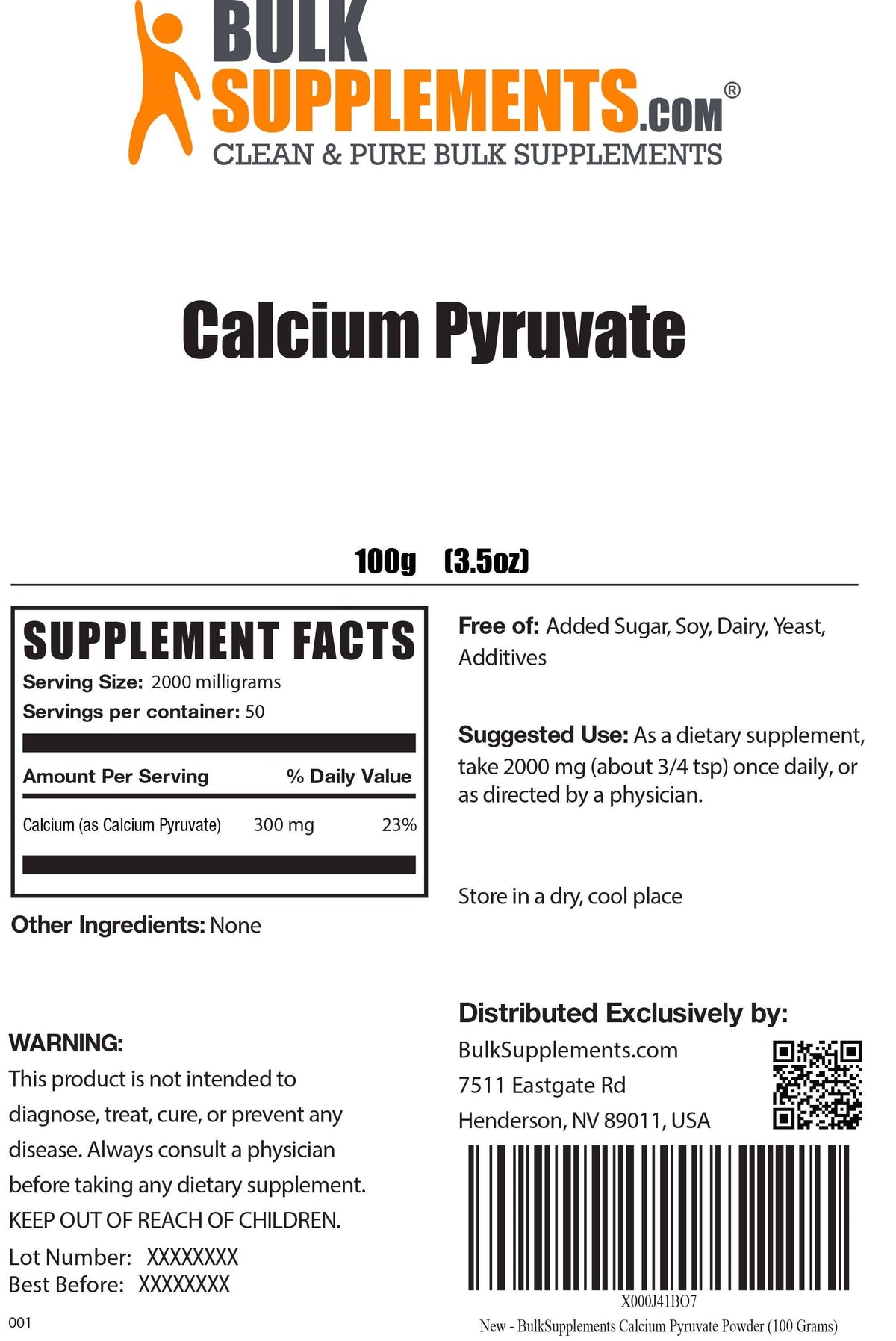 Pure Calcium Pyruvate Powder (5 Kilograms) O504233