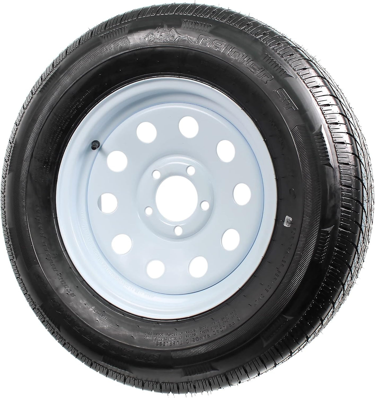 Radial Trailer Tire On Rim ST205/75R15 15 5 Lug Wheel White Modular V523947
