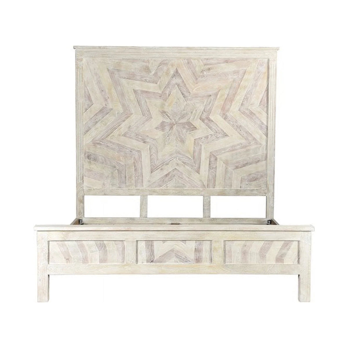 White Solid Wood King Panel Bed Y391
