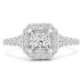 1.5 CTW Princess Diamond 4-Prong Radiant Halo Engagement Ring in 14K White Gold X995862