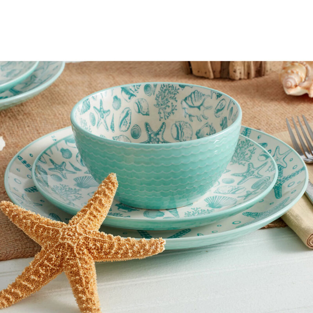 Teal Stoneware 16-Piece Dinnerware Set N98499