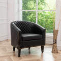 Mid Century Modern Tufted Faux Leather Barrel Armchair D335