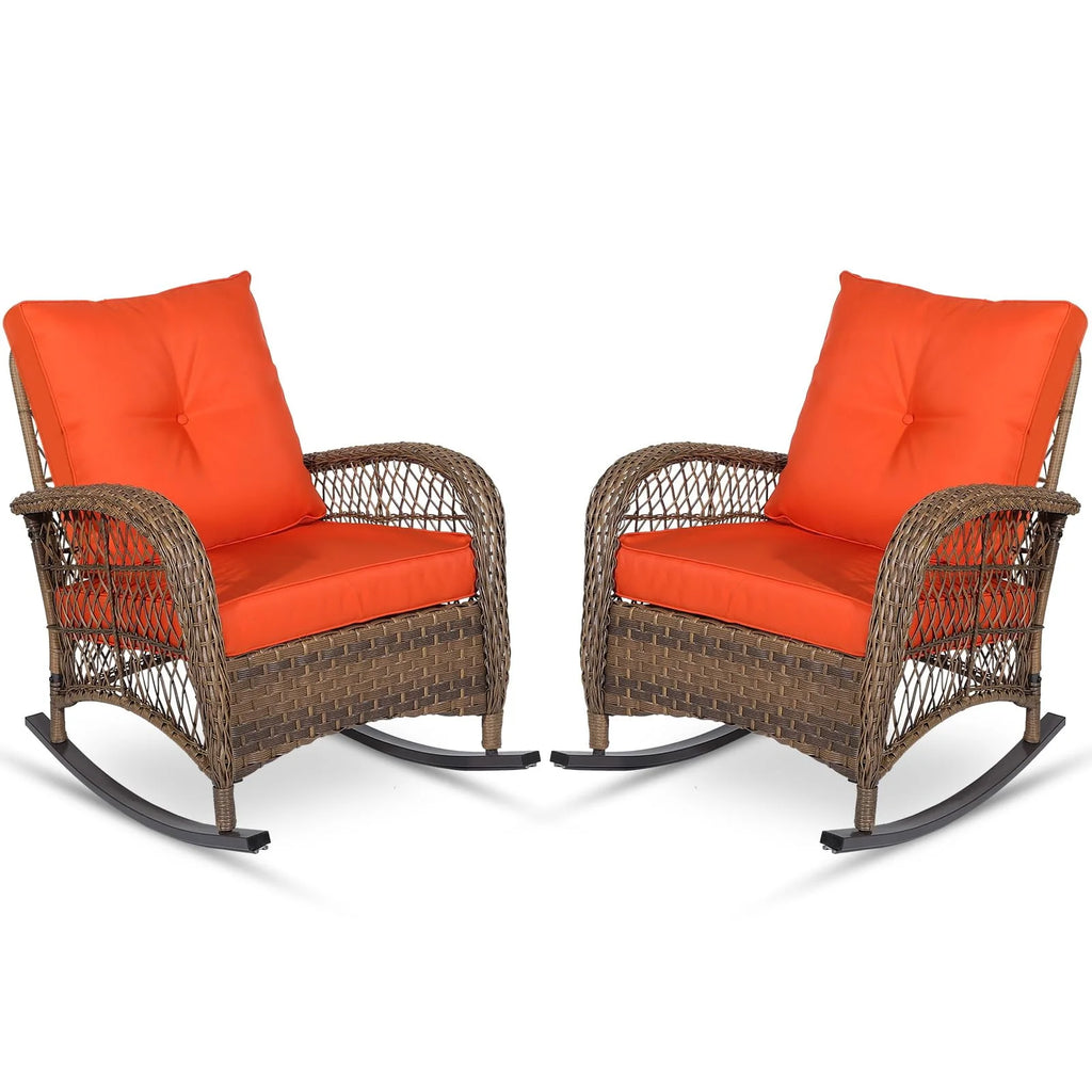 Outdoor Wicker Rocking Chair with Cushions U6658