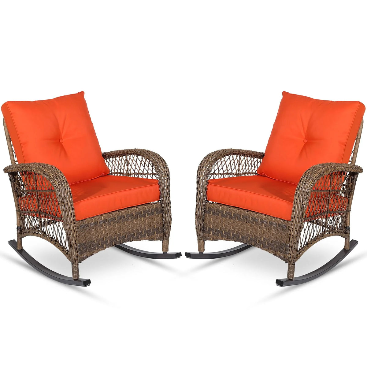 Outdoor Wicker Rocking Chair with Cushions U6658