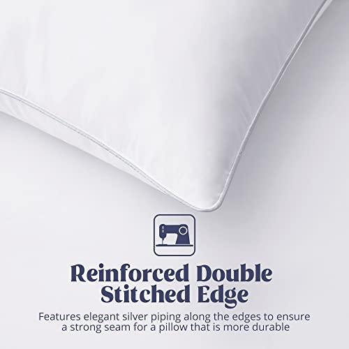 Set of 2 King Size Goose Feathers and Down White Pillows with Cotton Cover J69593