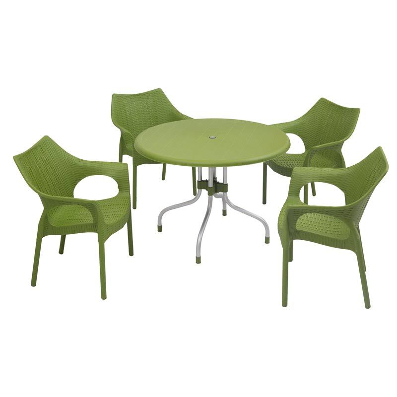 Green Patio Table with Four Chairs K835933