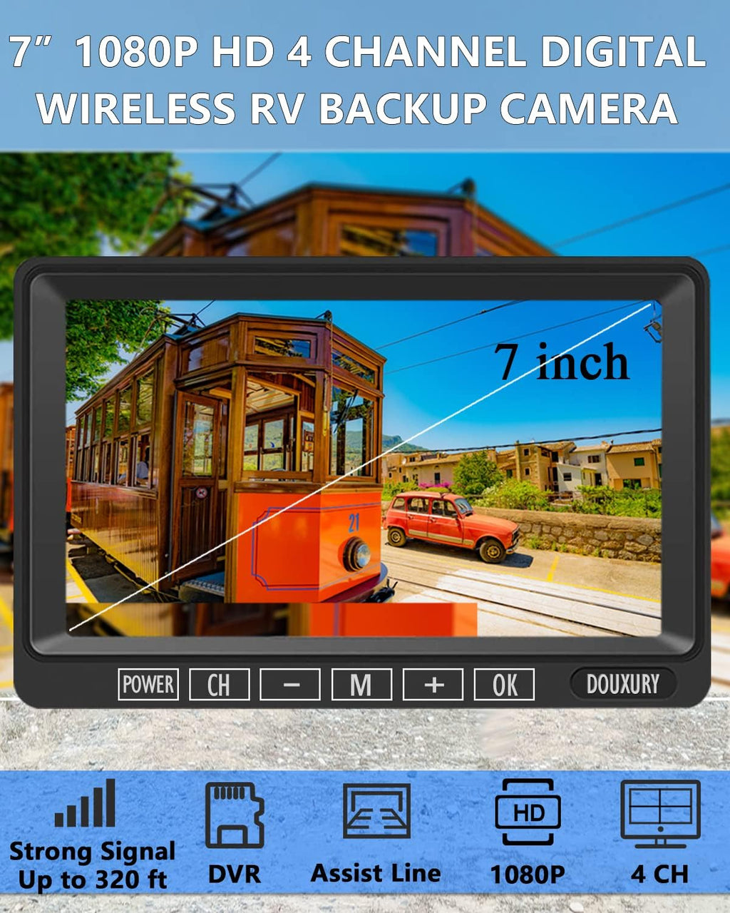 1080P Digital Wireless Backup Camera System 7'' Monitor IP69K Waterproof Night Vision R459