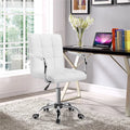 White Height Adjustable Swivel Office Chair with Armrests G561