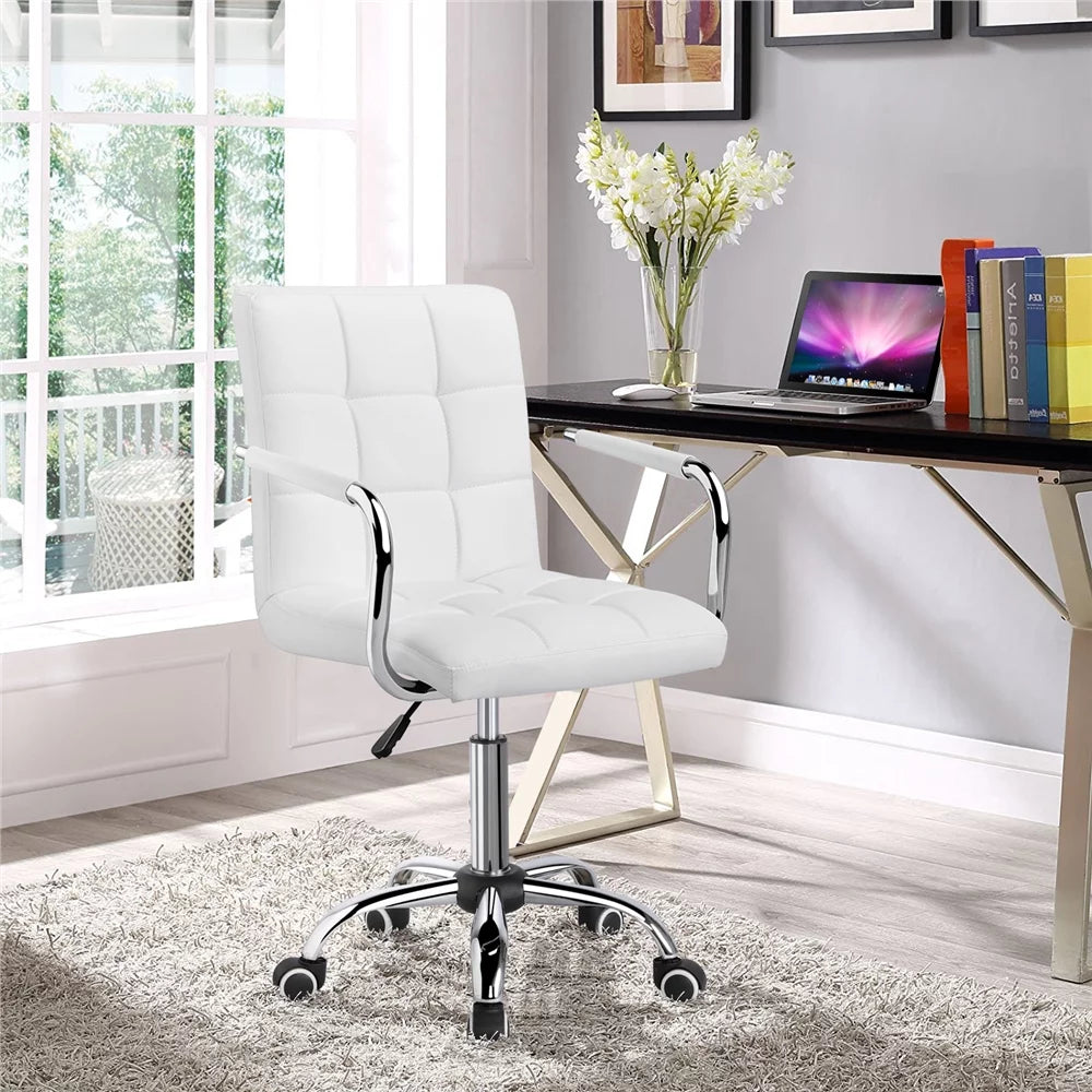 White Height Adjustable Swivel Office Chair with Armrests G561