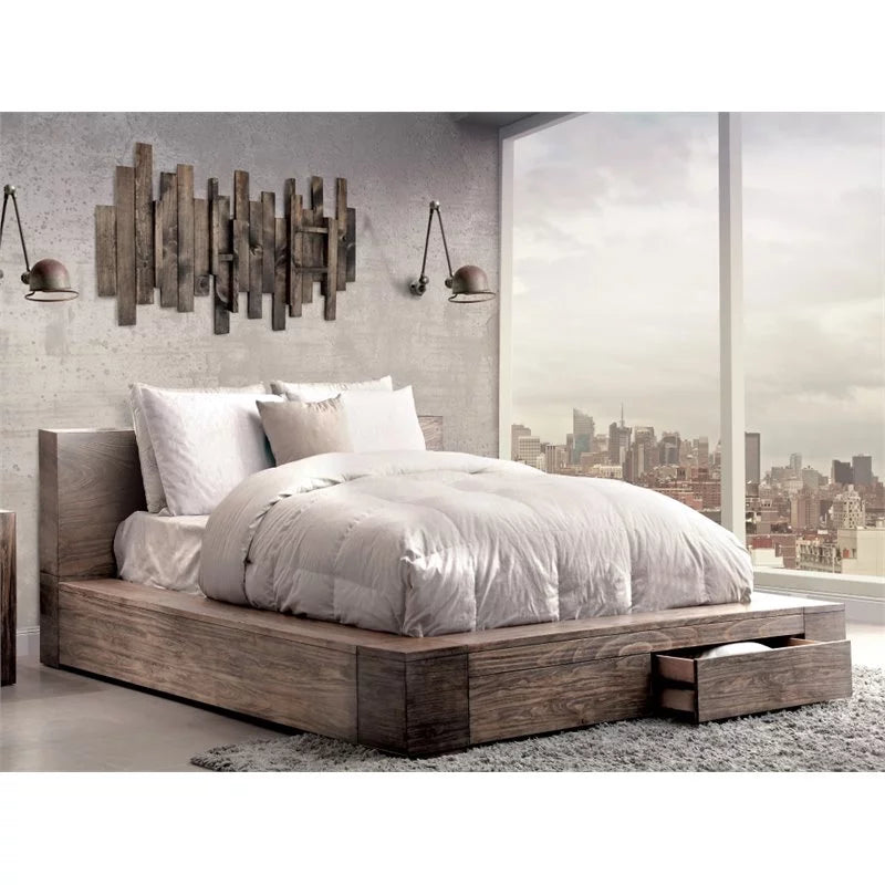 Cal King Brown Wood Storage Bed S702402