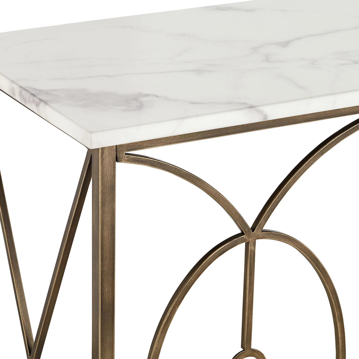 Gold White Marble Tabletop Metal Console Table A2544