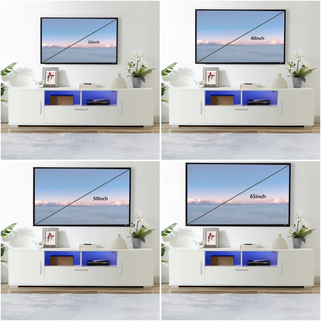 High Glossy TV Stand Cabinet with 3 Doors and Open Shelf K930739
