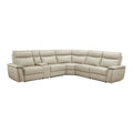 Beige Leather Modular Reclining Sectional A216