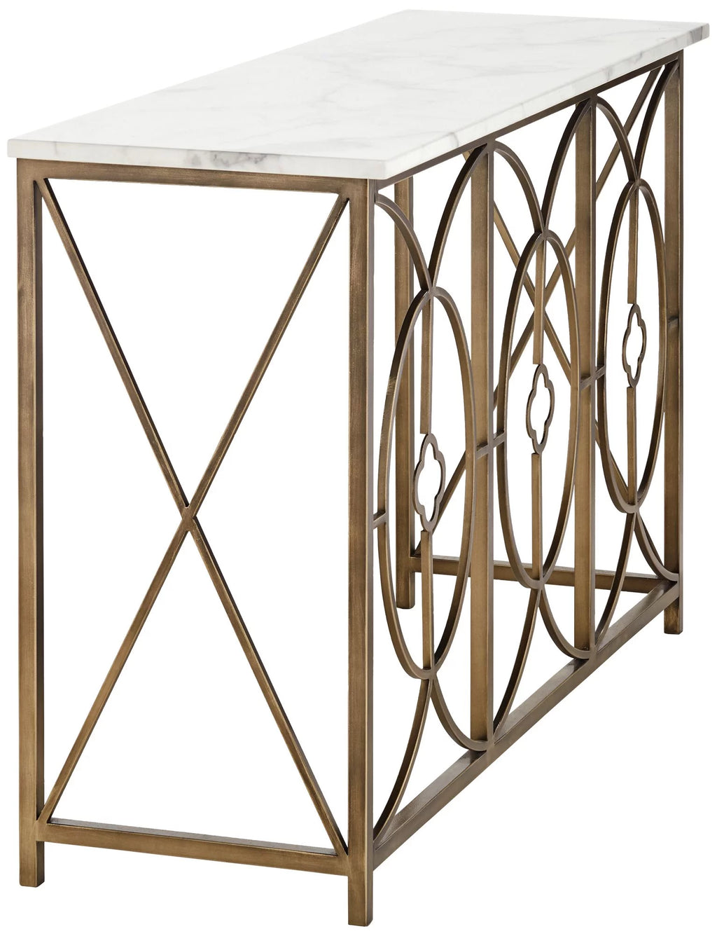 Gold White Marble Tabletop Metal Console Table A2544