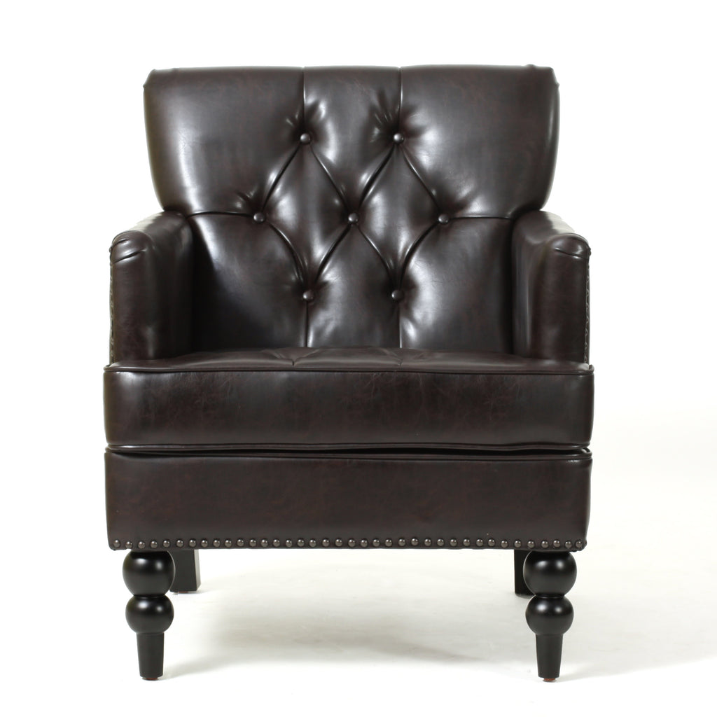 Bonded Leather Club Chair, Brown X46094