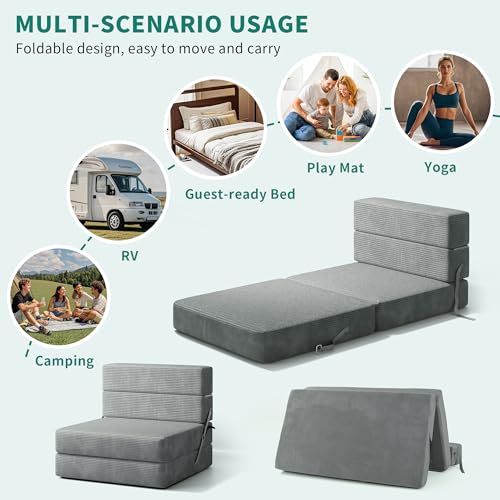 Grey Corduroy Convertible Sofa Bed C60055