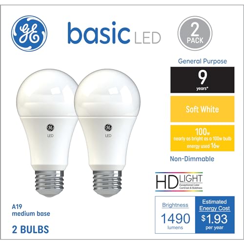 100 Watt Soft White A19 LED Light Bulbs (2 Pack) A8417