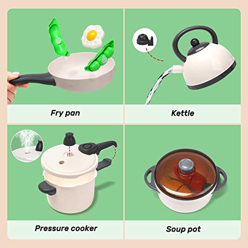 Play Kitchen Accessories Set with Pots and Pans and Electronic Induction Cooktop X229