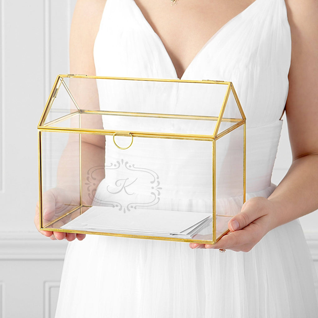 Gold Glass Terrarium Gift Card Holder I72024